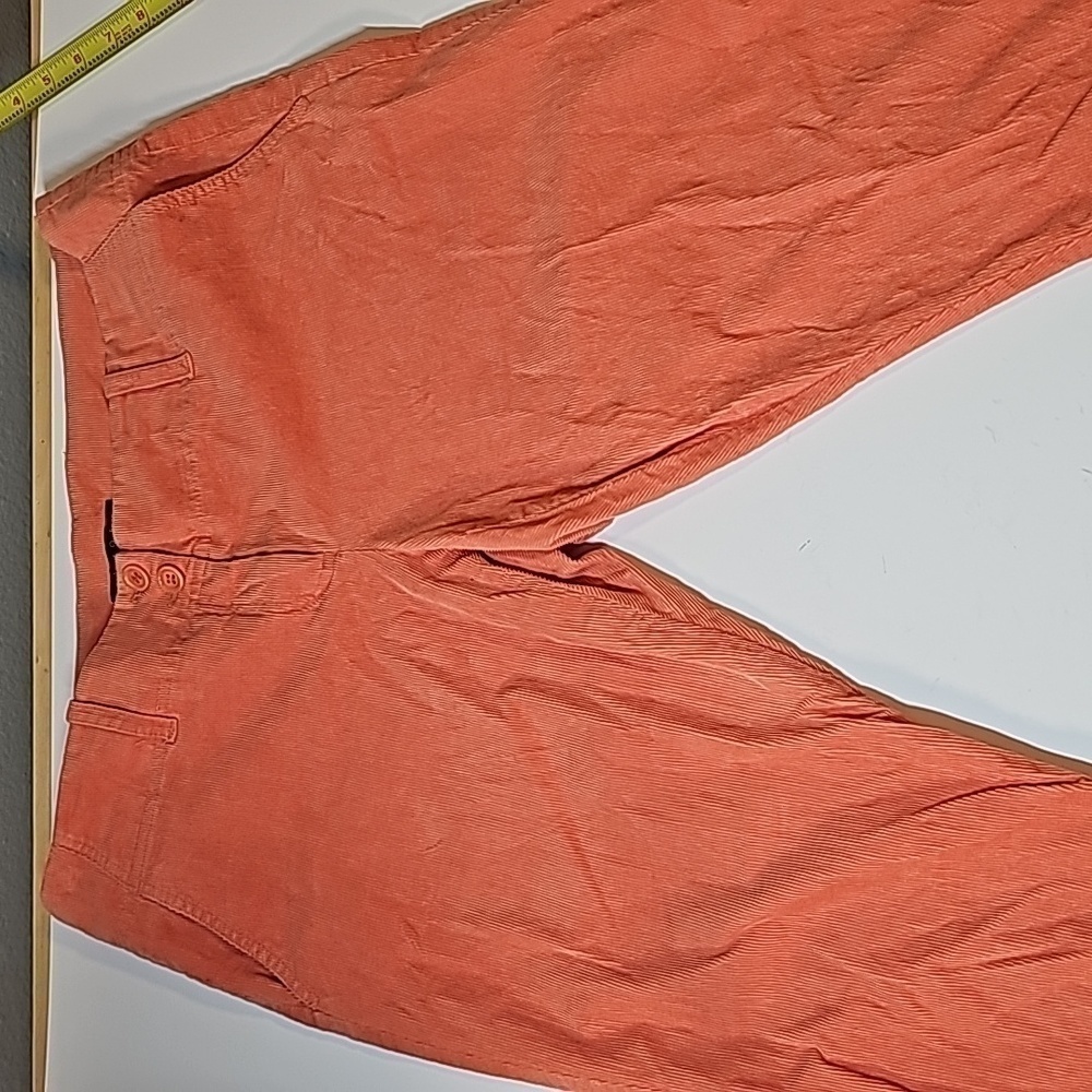Theory Size 12 Orange Coral Corduroy Like cotton Pants Women Cropped made in USA